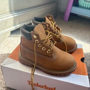 Timberland Kids Tan Boots with Gold Laces